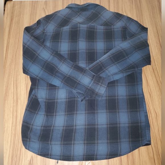 Fox Racing Plaid Flannel Long Sleeve Medium Blue Black Y2K - Picture 8 of 9